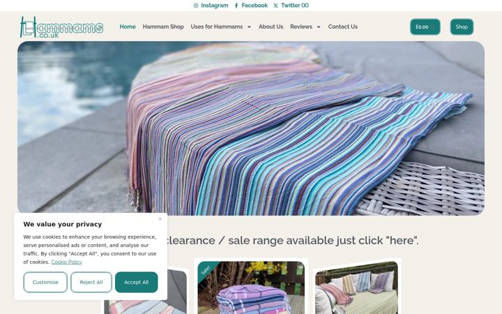 Screenshot of hammams.co.uk