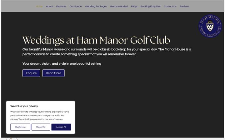 Screenshot of hammanorweddings.co.uk