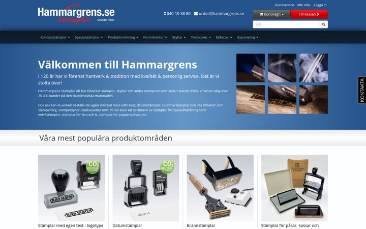 Screenshot of hammargrens.se