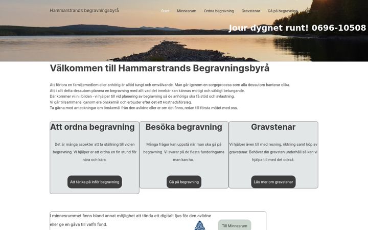 Screenshot of hammarstrandsbegravning.se