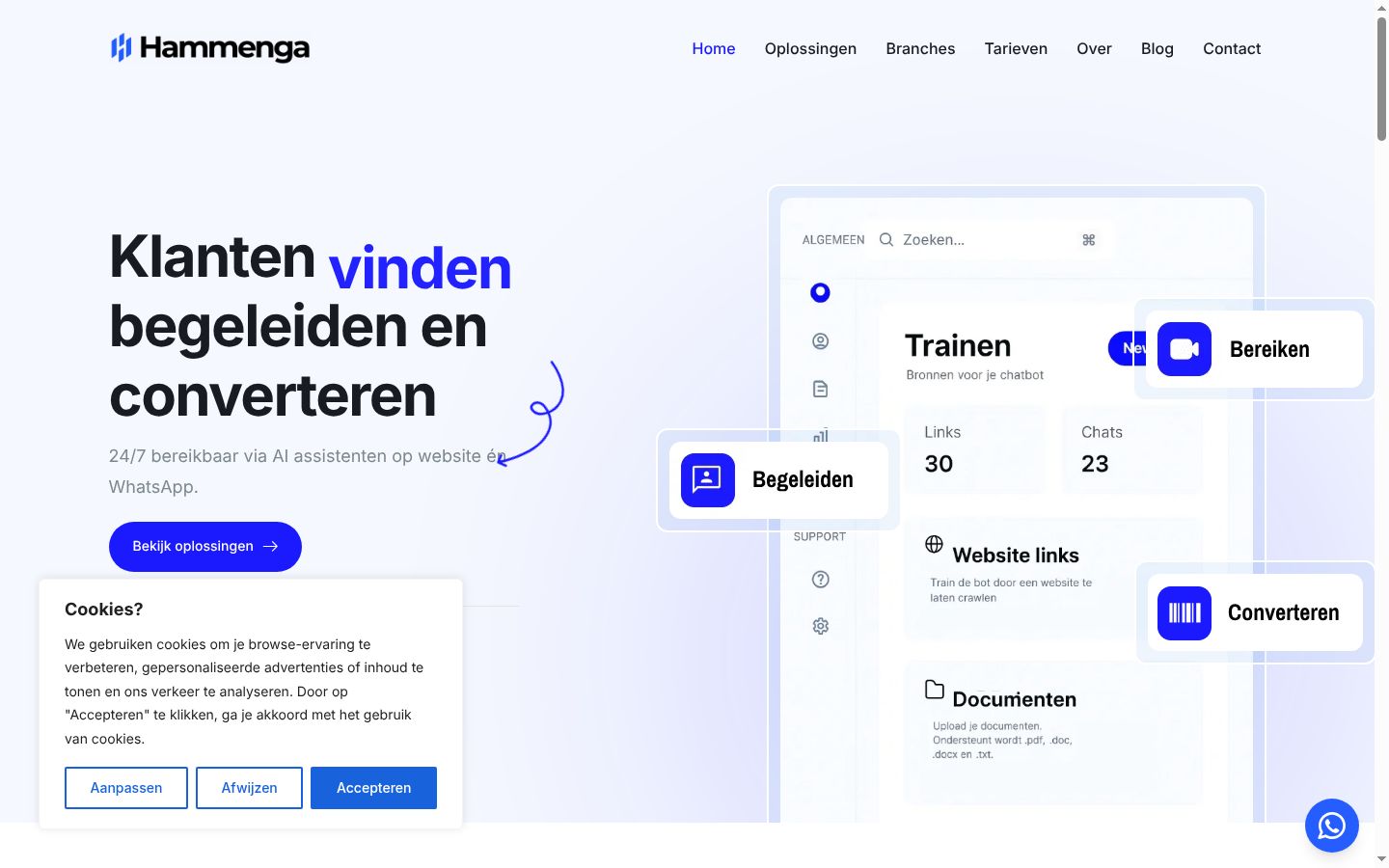 Screenshot van de toestemmingsbanner zoals getoond vóór enige interactie
