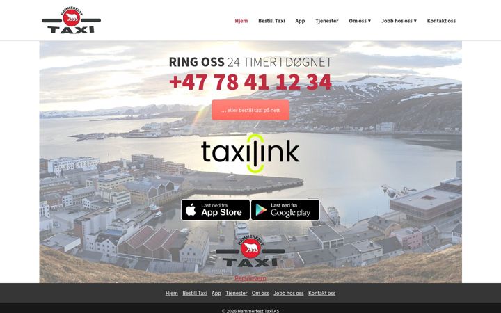 Screenshot of hammerfesttaxi.no