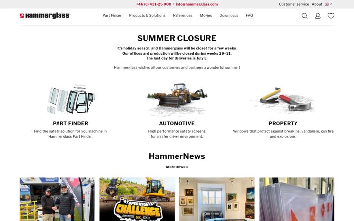 Skærmbillede af hammerglass.com