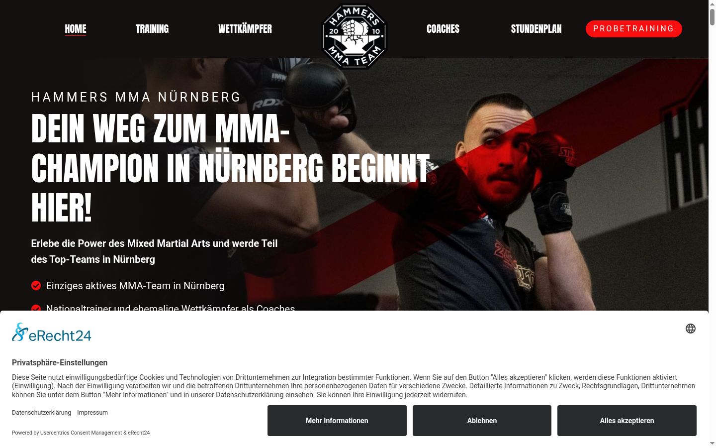 Screenshot des Einwilligungsbanners vor jeglicher Interaktion