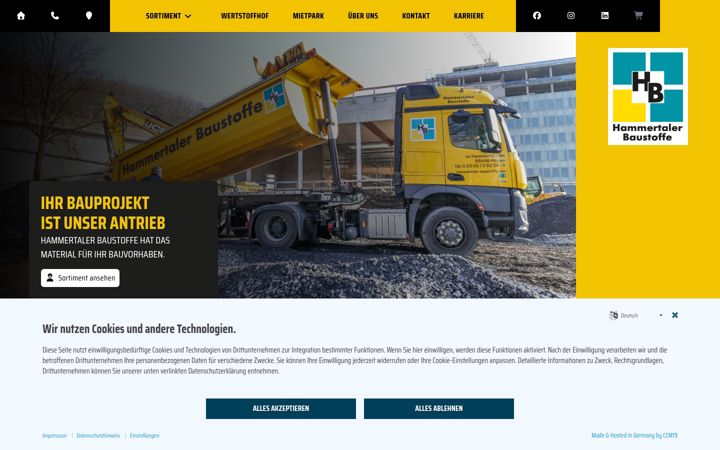 Screenshot of hammertaler-baustoffe.com