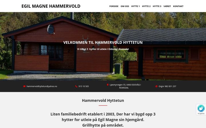 Screenshot of hammervold-hyttetun.no