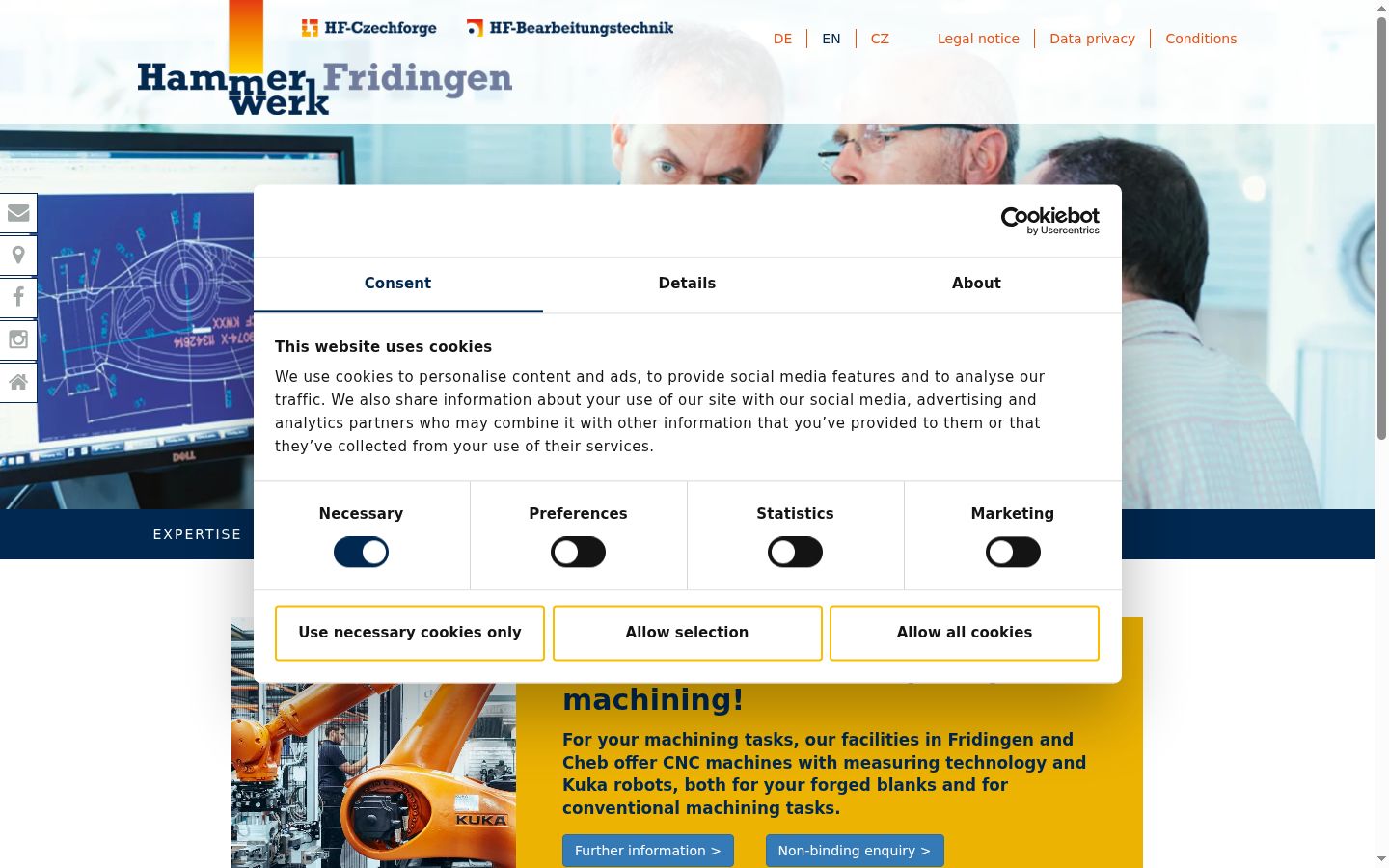 Screenshot des Einwilligungsbanners vor jeglicher Interaktion