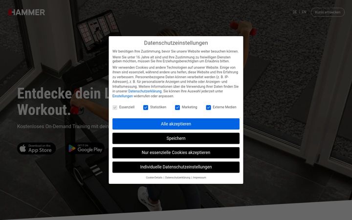 Screenshot of hammerworkouts.de
