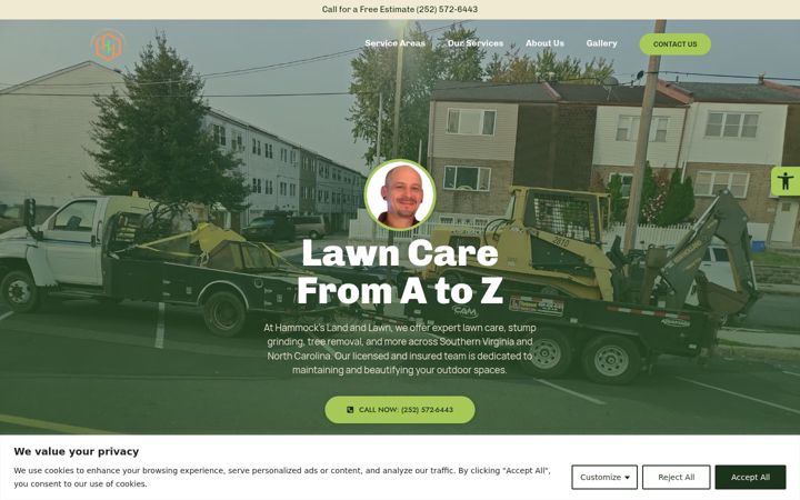 Screenshot of hammockslandlawn.com