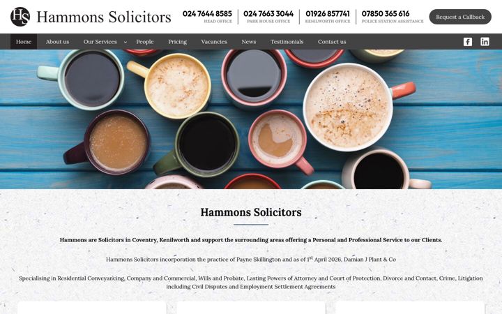 Screenshot of hammonssolicitors.co.uk