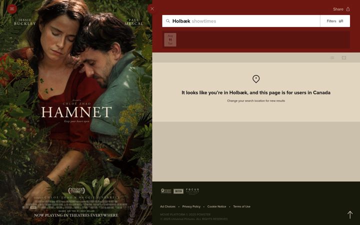 Screenshot of hamnetmovie.ca