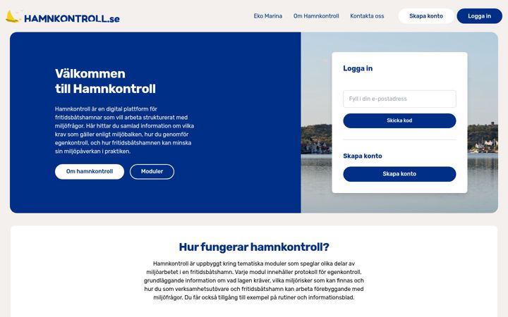 Screenshot of hamnkontroll.se