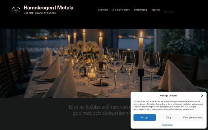Screenshot of hamnkrogenmotala.se