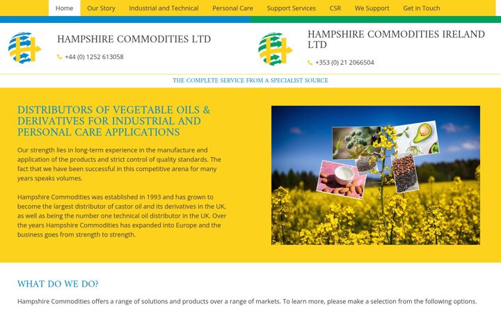 Screenshot of hampshire-commodities.co.uk