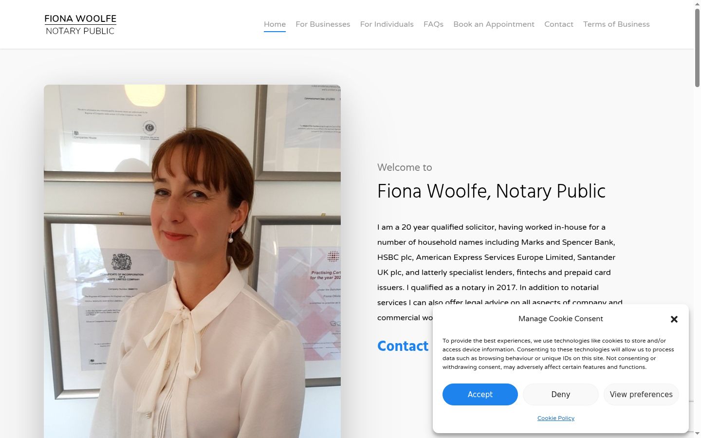 Screenshot del banner di consenso mostrato prima di qualsiasi interazione