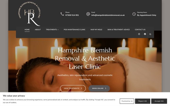 Screenshot of hampshireblemishremoval.co.uk