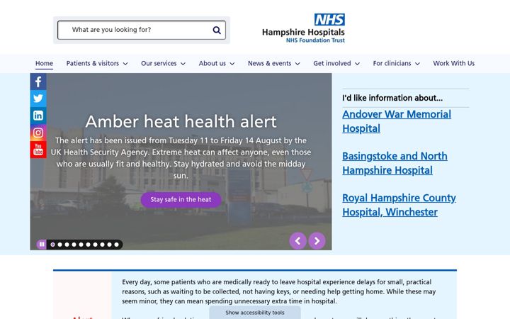 Screenshot of hampshirehospitals.nhs.uk
