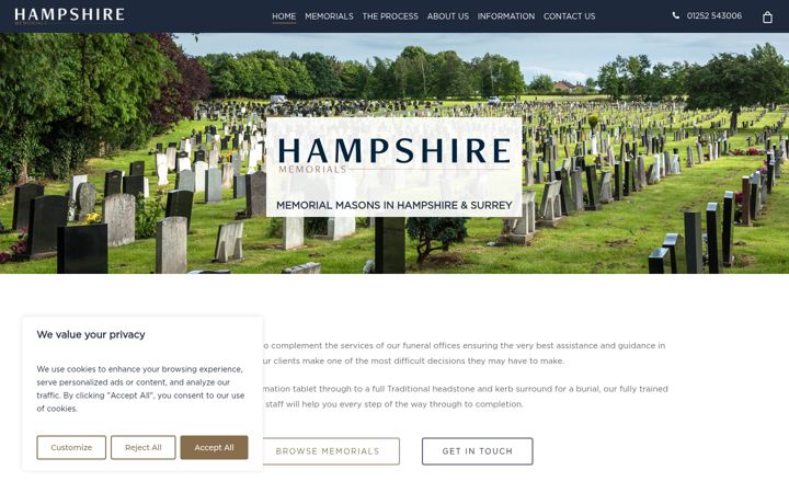 Screenshot of hampshirememorials.uk