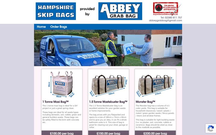 Screenshot of hampshireskipbags.com