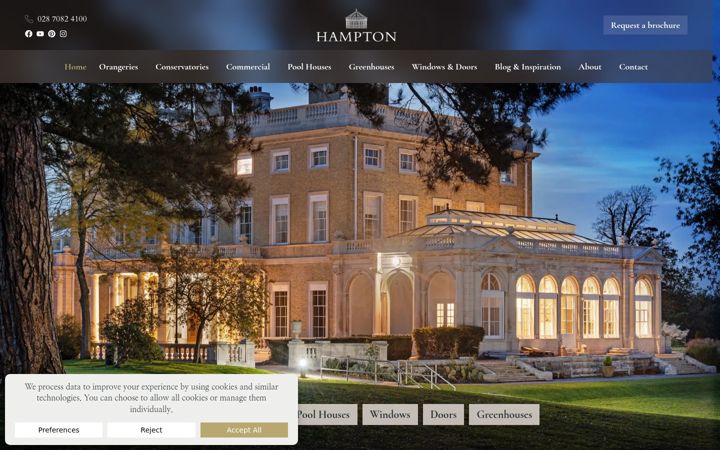 Screenshot of hamptonconservatories.co.uk