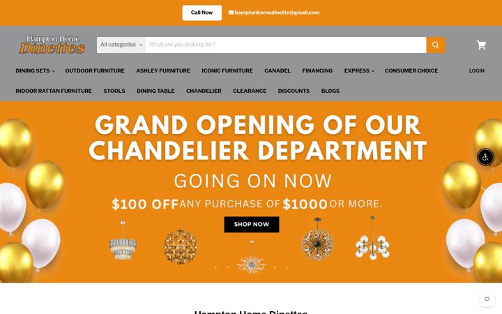 Screenshot of hamptonhomedinettes.com