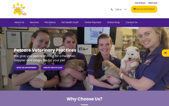 Screenshot of hamptonparkvets.co.uk