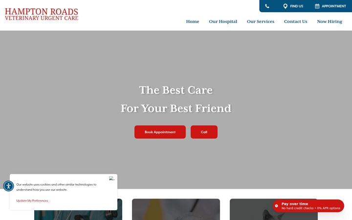 Screenshot of hamptonroadsveterinaryurgentcare.com