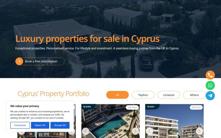 Screenshot of hamptons-cyprus.com