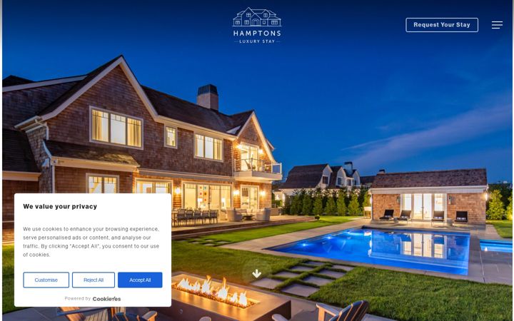 Screenshot of hamptonsluxurystay.com