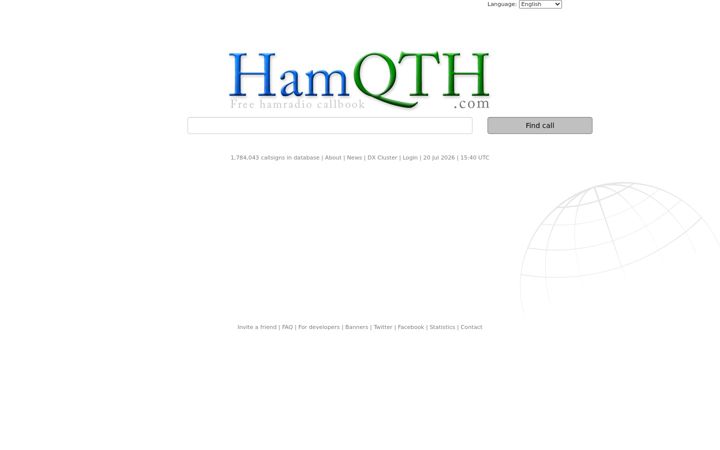 Screenshot of hamqth.com