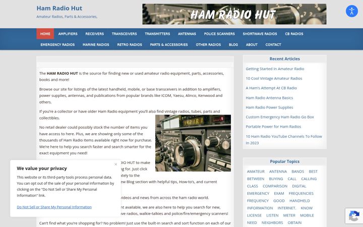 Screenshot of hamradiohut.com