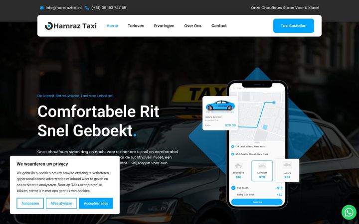 Screenshot of hamraztaxi.nl