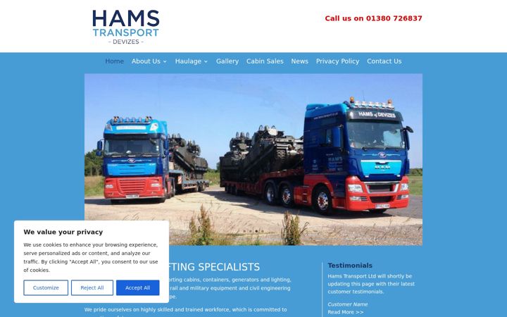 Screenshot of hams-transport.co.uk