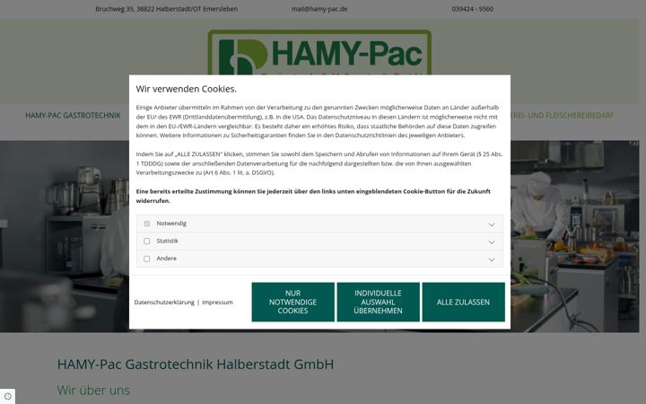 Screenshot of hamy-pac.de