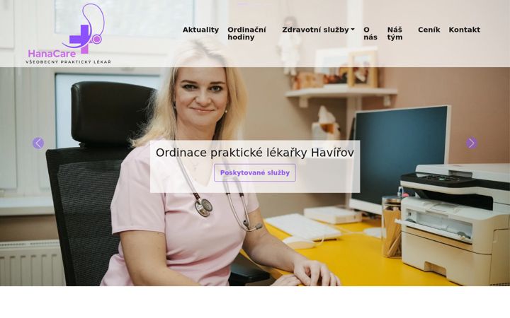 Screenshot of hanacare.cz