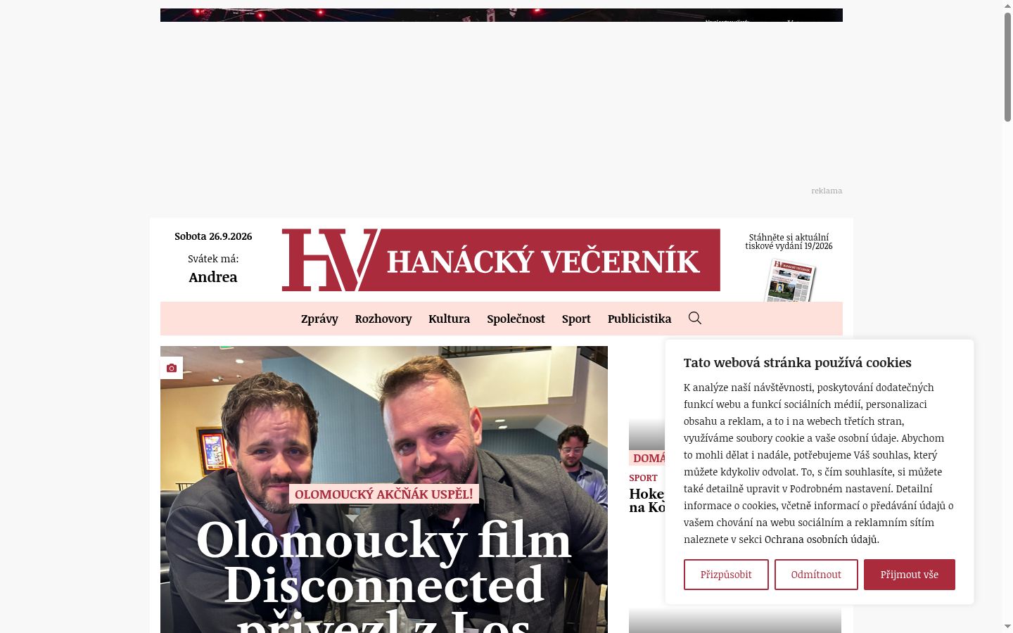 Screenshot del banner di consenso mostrato prima di qualsiasi interazione