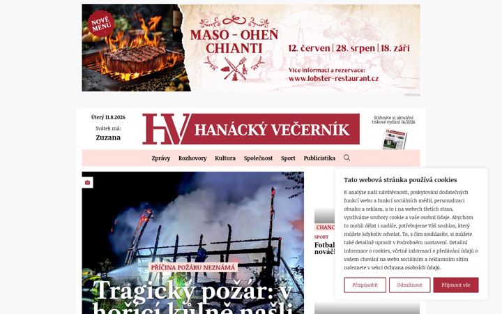 Screenshot of hanackyvecernik.cz