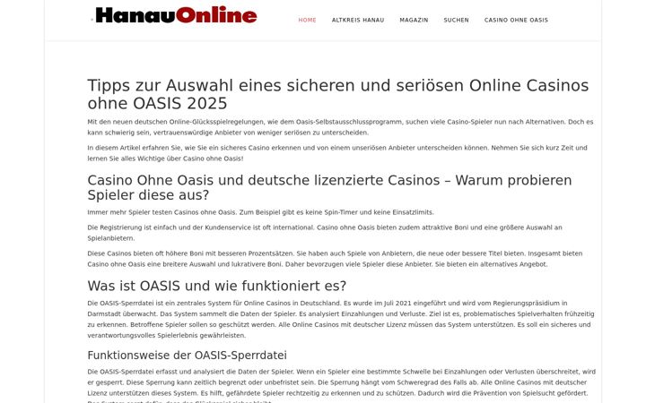 Screenshot of hanauonline.de