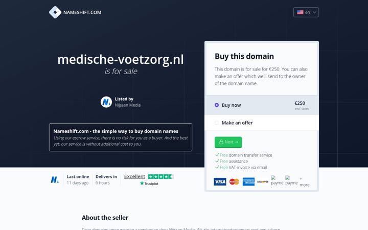 Screenshot of hand-en-voet.nl