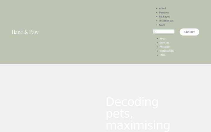 Screenshot of handandpaw.co.uk