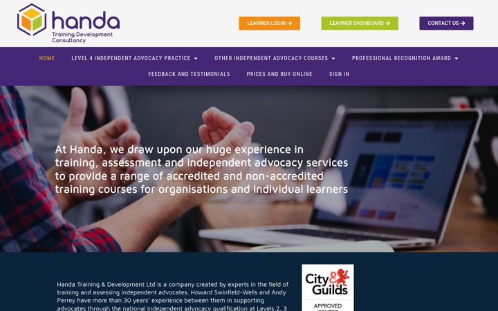 Screenshot of handatraining.org