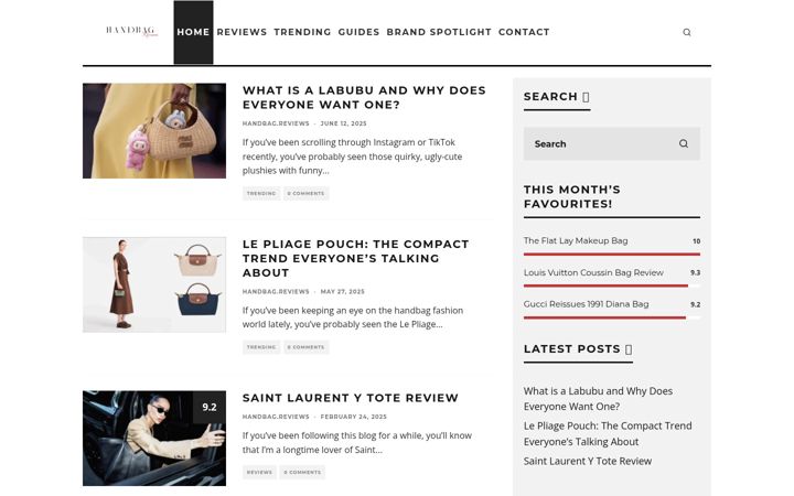 Screenshot of handbag.reviews