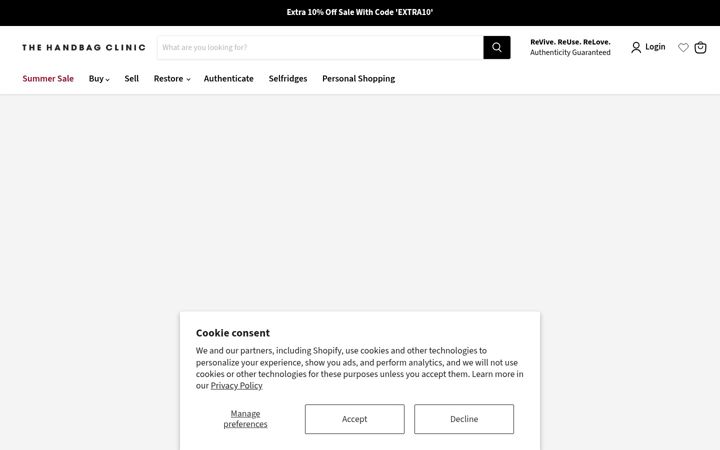 Screenshot of handbagclinic.co.uk