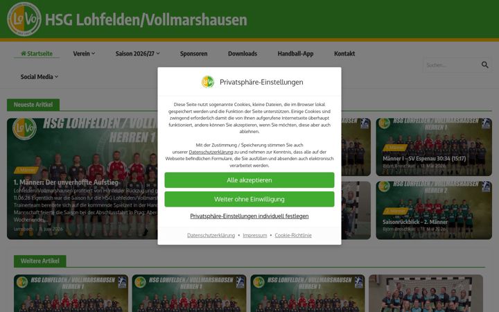 Screenshot of handball-lohfelden.de