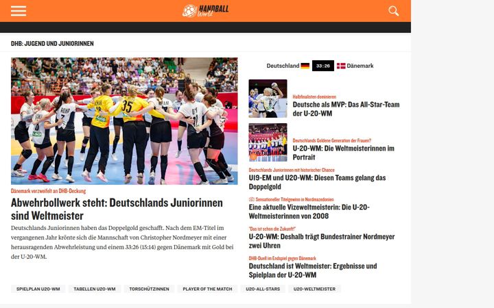 Screenshot of handball-world.news