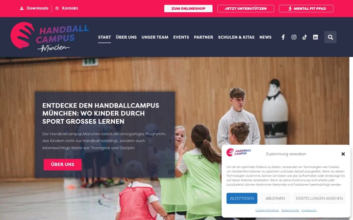 Screenshot of handballcampusmuenchen.de