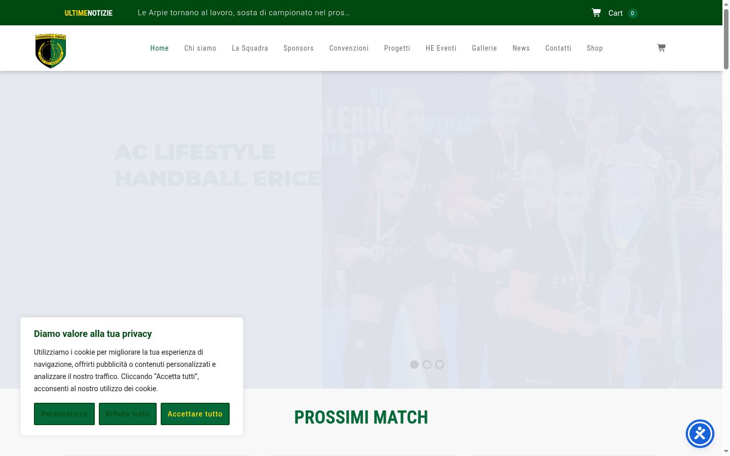 Screenshot del banner di consenso mostrato prima di qualsiasi interazione