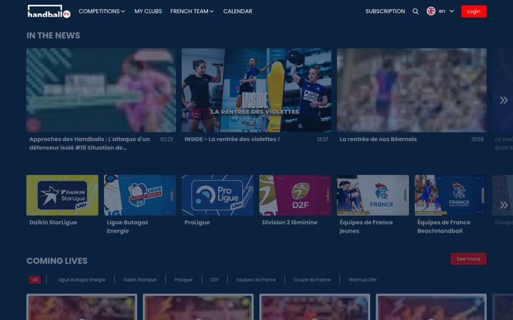 Screenshot of handballtv.fr