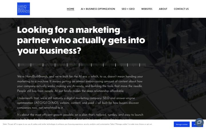 Screenshot of handbuiltbrands.com