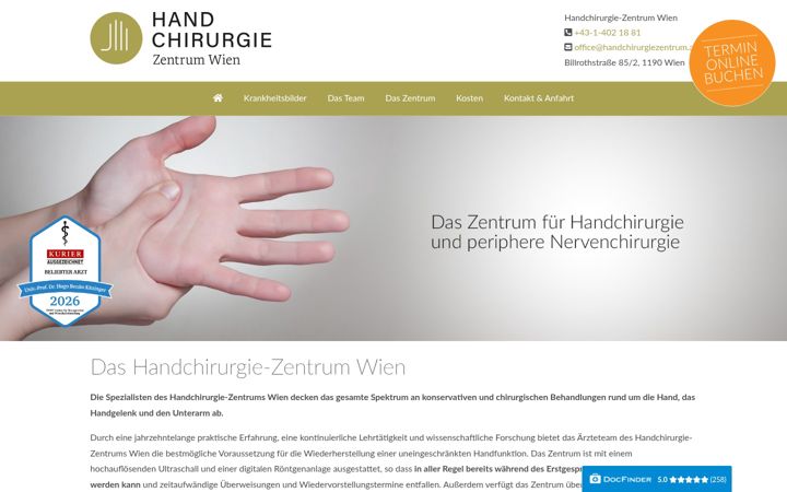 Screenshot of handchirurgiezentrum.at